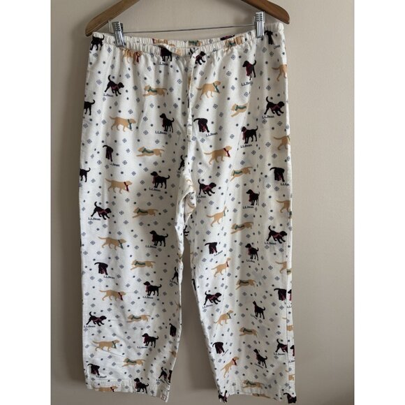 LL Bean Pajama Flannel Pants Medium Dog Lab Christmas Drawstring Waist - Picture 1 of 10